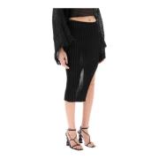 Midi rok met brede ribbels en zijsplit A. Roege Hove , Black , Dames