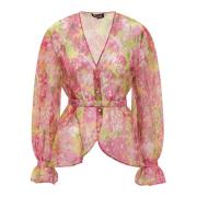 Cocoon Mouw Blouse Del Core , Pink , Dames