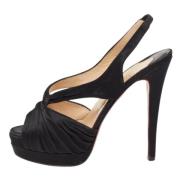 Pre-owned Satin sandals Christian Louboutin Pre-owned , Black , Dames