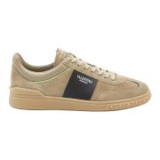 Beige Suede Low-Top Sneakers Valentino Garavani , Beige , Heren