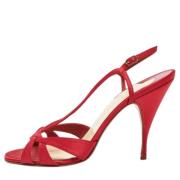 Pre-owned Satin sandals Christian Louboutin Pre-owned , Red , Dames