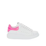 Witte Leren Veterschoen met Glitter Hielstuk Alexander McQueen , White...