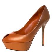 Pre-owned Leather heels Sergio Rossi Pre-owned , Orange , Dames
