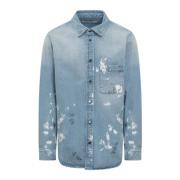 Denim Klassieke Kraag Shirt voor Heren Darkpark , Blue , Heren