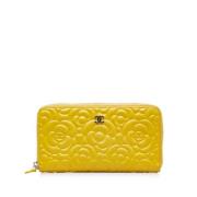 Pre-owned Leather wallets Chanel Vintage , Yellow , Dames