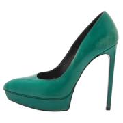 Pre-owned Leather heels Yves Saint Laurent Vintage , Green , Dames