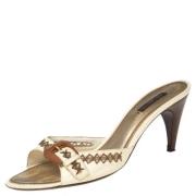 Pre-owned Leather sandals Louis Vuitton Vintage , Beige , Dames