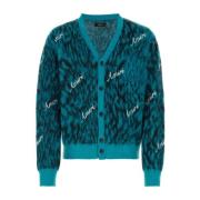 Geborduurde Alpaca Blend Vest Amiri , Blue , Heren