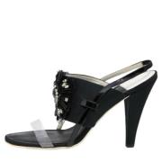 Pre-owned Leather sandals Chanel Vintage , Black , Dames