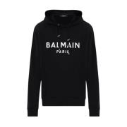 Bedrukte hoodie Balmain , Black , Heren