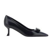 Elegante Leren Strik Detail Pumps Salvatore Ferragamo , Black , Dames