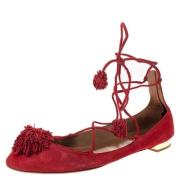 Pre-owned Suede flats Aquazzura Pre-owned , Red , Dames
