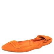 Pre-owned Suede flats Ralph Lauren Pre-owned , Orange , Dames