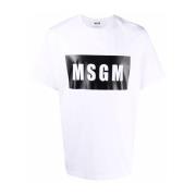 Logo-print T-shirt in wit/zwart Msgm , White , Heren