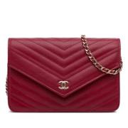 Pre-owned Leather wallets Chanel Vintage , Red , Dames