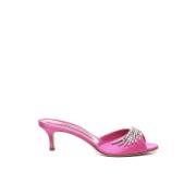 Roze Satijnen Kristal Sandalen Manolo Blahnik , Pink , Dames