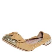 Pre-owned Leather flats Miu Miu Pre-owned , Beige , Dames