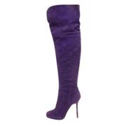 Pre-owned Suede boots Sergio Rossi Pre-owned , Purple , Dames