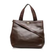 Pre-owned Leather chanel-bags Chanel Vintage , Brown , Dames