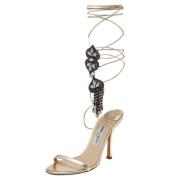 Pre-owned Leather sandals Jimmy Choo Pre-owned , Beige , Dames