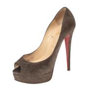 Pre-owned Suede heels Christian Louboutin Pre-owned , Gray , Dames