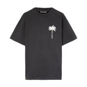 Grijze Palmboomprint T-shirts en Polos Palm Angels , Gray , Heren