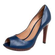 Pre-owned Leather heels Bottega Veneta Vintage , Blue , Dames