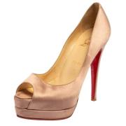 Pre-owned Satin heels Christian Louboutin Pre-owned , Beige , Dames