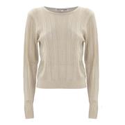 Gebreide trui met ronde hals voor dames Kocca , Beige , Dames