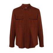 Rode Wollen Buitenshirt met Drukknoopsluiting Rick Owens , Red , Heren