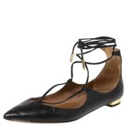 Pre-owned Leather flats Aquazzura Pre-owned , Black , Dames