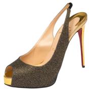 Pre-owned Fabric heels Christian Louboutin Pre-owned , Brown , Dames