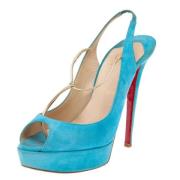 Pre-owned Suede sandals Christian Louboutin Pre-owned , Blue , Dames