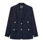 Klassieke Navy Blazer met Gouden Knopen MOS Mosh , Blue , Dames