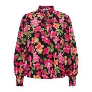 Bloemen Lange Mouw Blouse Jacqueline de Yong , Black , Dames