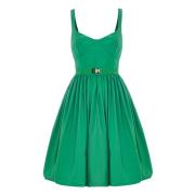 Jurk met wijde halslijn en geplooide rok Kocca , Green , Dames