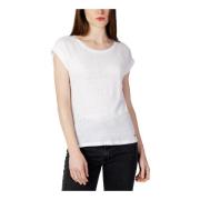 Wit Linnen T-Shirt met Korte Mouwen Pepe Jeans , White , Dames
