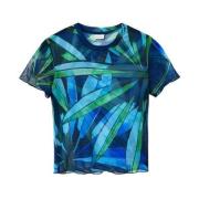 Blauw Print Korte Mouw T-shirt Desigual , Blue , Dames