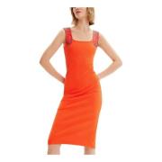 Oranje Jurk met Vierkante Halslijn Desigual , Orange , Dames