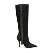 Kristallen Franje Hoge Laarzen Stuart Weitzman , Black , Dames