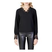 Zwarte V-Hals Blouse Only , Black , Dames