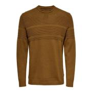 Bruine effen gebreide kleding voor heren Only & Sons , Brown , Heren