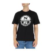 Zwart Print T-shirt voor Heren North Sails , Black , Heren