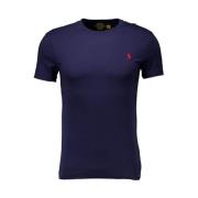 Stijlvol Donkerblauw T-Shirt met Rood Logo Ralph Lauren , Blue , Heren