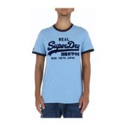 Lichtblauw Bedrukt T-shirt Superdry , Blue , Heren