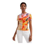Bloemenprint T-shirt met korte mouwen Desigual , Multicolor , Dames