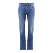 Blauwe Slim Fit Jeans met Metalen Knoopsluiting Jacob Cohën , Blue , H...