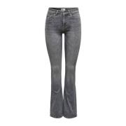 Grijze effen damesjeans met ritssluiting en knoopsluiting Only , Gray ...