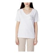 Wit V-Hals Dames T-Shirt Blauer , White , Dames