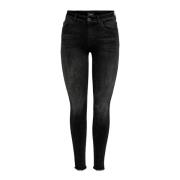 Zwarte effen damesjeans met ritssluiting en knoopsluiting Only , Black...